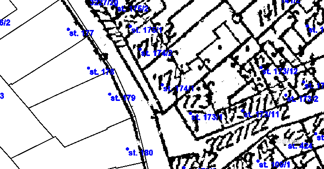 Parcela st. 174/1 v KÚ Jaroměřice nad Rokytnou, Katastrální mapa