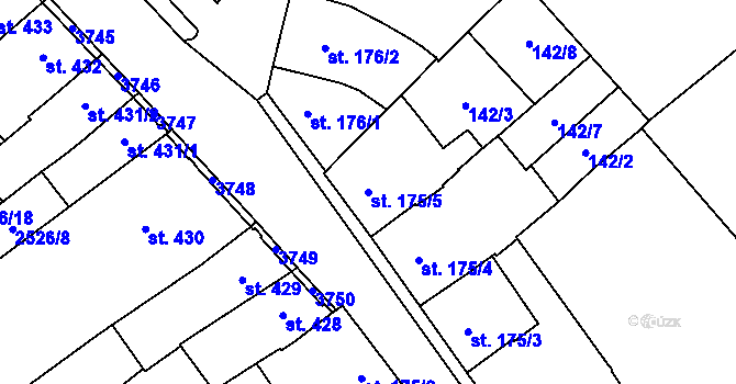 Parcela st. 175/5 v KÚ Jaroměřice nad Rokytnou, Katastrální mapa