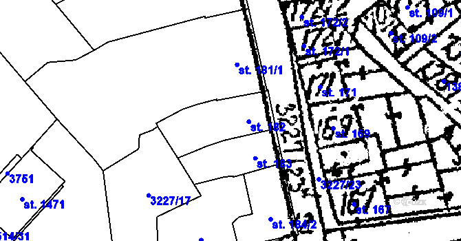 Parcela st. 182 v KÚ Jaroměřice nad Rokytnou, Katastrální mapa