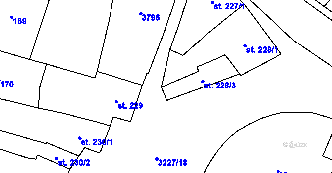 Parcela st. 228/2 v KÚ Jaroměřice nad Rokytnou, Katastrální mapa