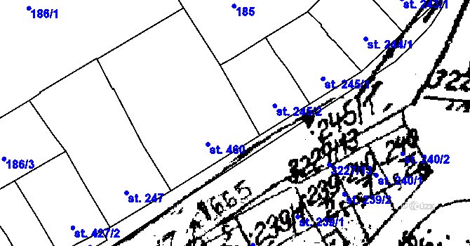 Parcela st. 245/4 v KÚ Jaroměřice nad Rokytnou, Katastrální mapa