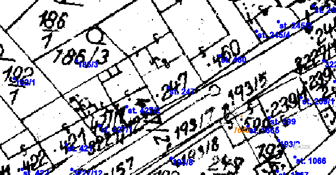 Parcela st. 247 v KÚ Jaroměřice nad Rokytnou, Katastrální mapa