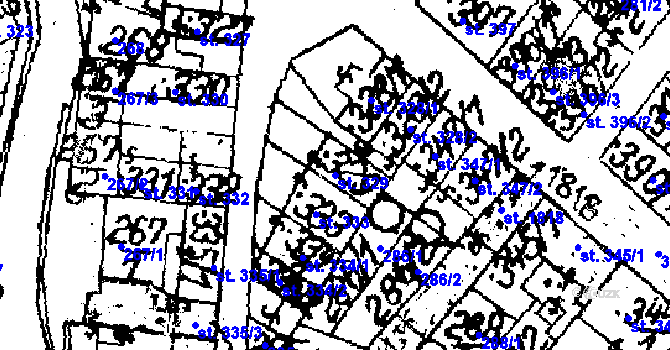 Parcela st. 329 v KÚ Jaroměřice nad Rokytnou, Katastrální mapa
