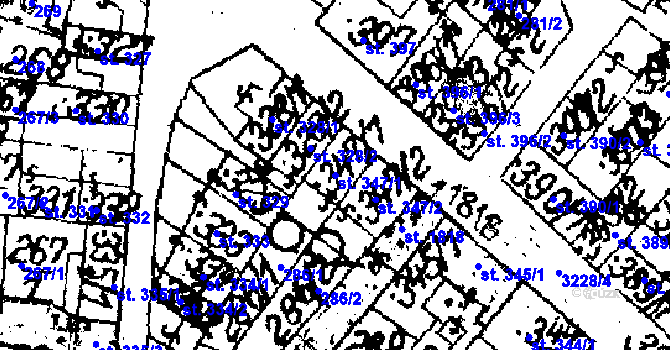 Parcela st. 347/1 v KÚ Jaroměřice nad Rokytnou, Katastrální mapa