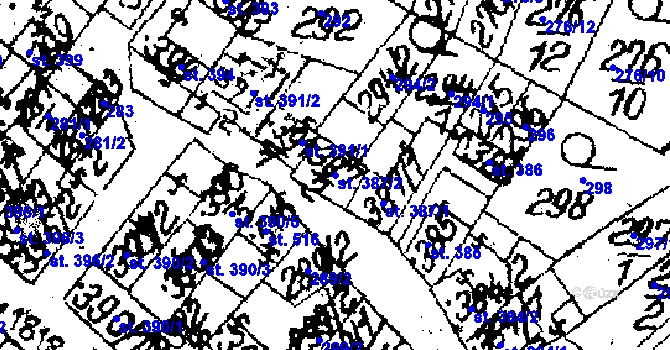 Parcela st. 387/2 v KÚ Jaroměřice nad Rokytnou, Katastrální mapa