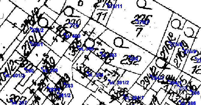 Parcela st. 393 v KÚ Jaroměřice nad Rokytnou, Katastrální mapa