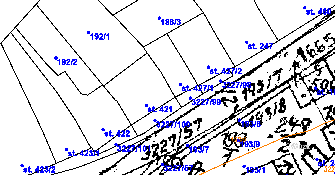 Parcela st. 427/1 v KÚ Jaroměřice nad Rokytnou, Katastrální mapa