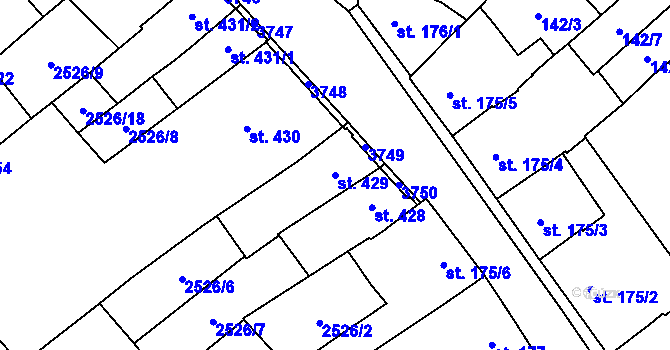 Parcela st. 429 v KÚ Jaroměřice nad Rokytnou, Katastrální mapa