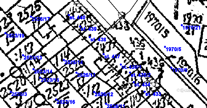 Parcela st. 437 v KÚ Jaroměřice nad Rokytnou, Katastrální mapa