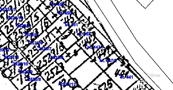 Parcela st. 447/1 v KÚ Jaroměřice nad Rokytnou, Katastrální mapa