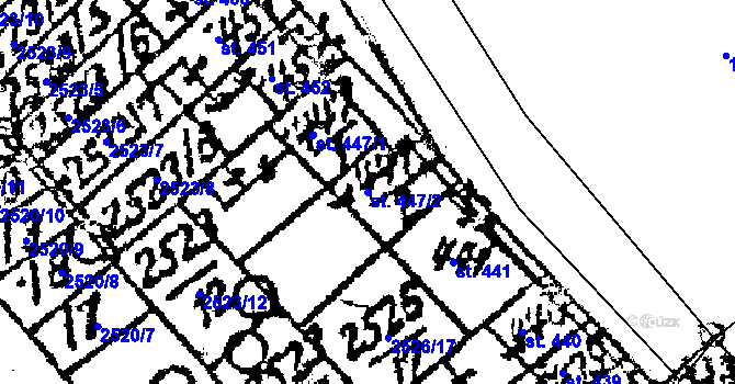 Parcela st. 447/2 v KÚ Jaroměřice nad Rokytnou, Katastrální mapa