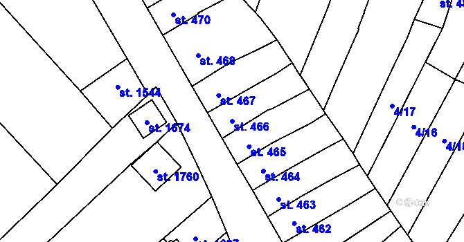 Parcela st. 466 v KÚ Jaroměřice nad Rokytnou, Katastrální mapa