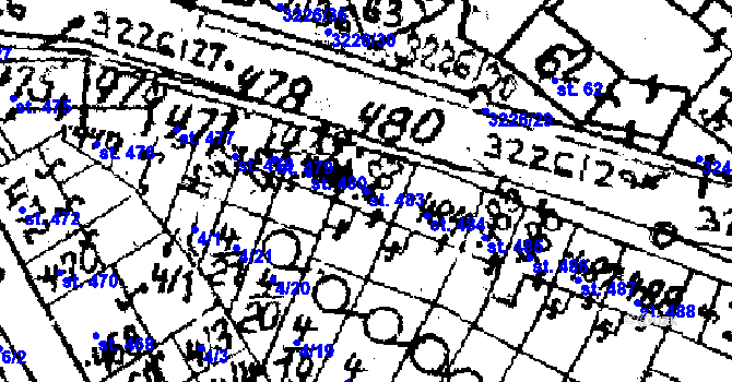 Parcela st. 483 v KÚ Jaroměřice nad Rokytnou, Katastrální mapa