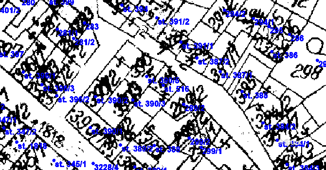 Parcela st. 516 v KÚ Jaroměřice nad Rokytnou, Katastrální mapa