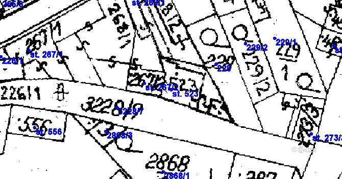 Parcela st. 523 v KÚ Jaroměřice nad Rokytnou, Katastrální mapa