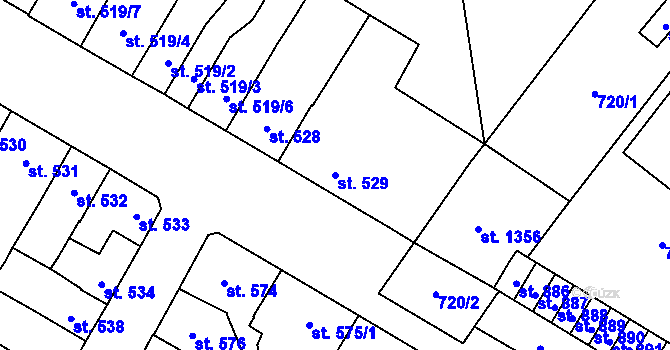 Parcela st. 529 v KÚ Jaroměřice nad Rokytnou, Katastrální mapa