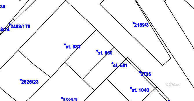 Parcela st. 560 v KÚ Jaroměřice nad Rokytnou, Katastrální mapa