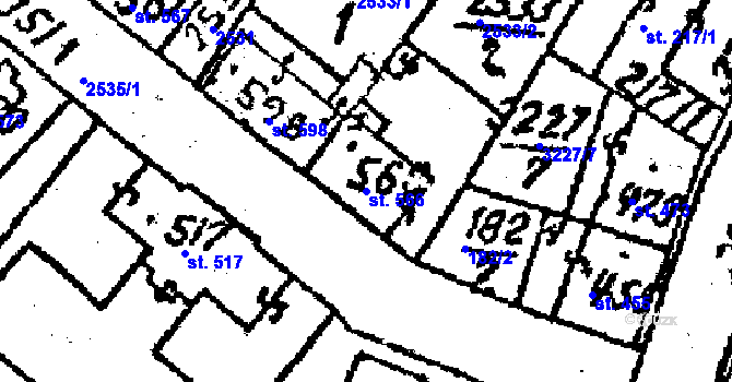 Parcela st. 566 v KÚ Jaroměřice nad Rokytnou, Katastrální mapa