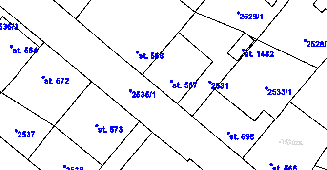Parcela st. 567 v KÚ Jaroměřice nad Rokytnou, Katastrální mapa