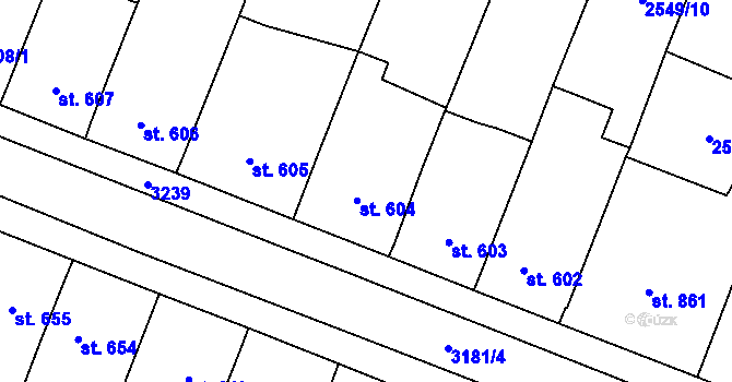 Parcela st. 604 v KÚ Jaroměřice nad Rokytnou, Katastrální mapa