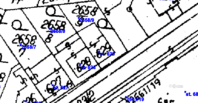 Parcela st. 629 v KÚ Jaroměřice nad Rokytnou, Katastrální mapa