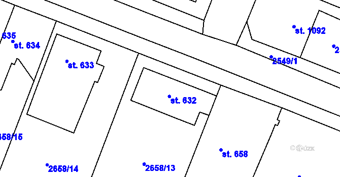 Parcela st. 632 v KÚ Jaroměřice nad Rokytnou, Katastrální mapa