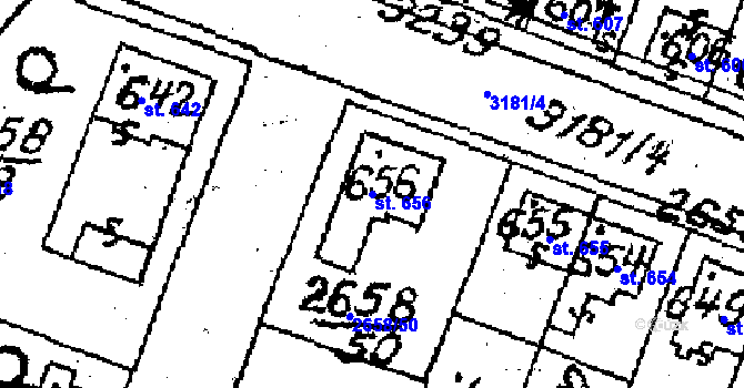 Parcela st. 656 v KÚ Jaroměřice nad Rokytnou, Katastrální mapa