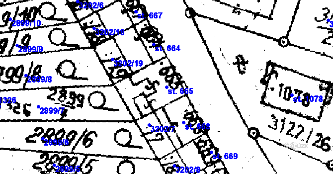 Parcela st. 665 v KÚ Jaroměřice nad Rokytnou, Katastrální mapa