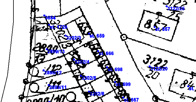 Parcela st. 666 v KÚ Jaroměřice nad Rokytnou, Katastrální mapa