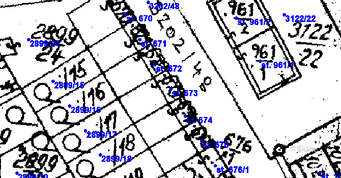 Parcela st. 673 v KÚ Jaroměřice nad Rokytnou, Katastrální mapa