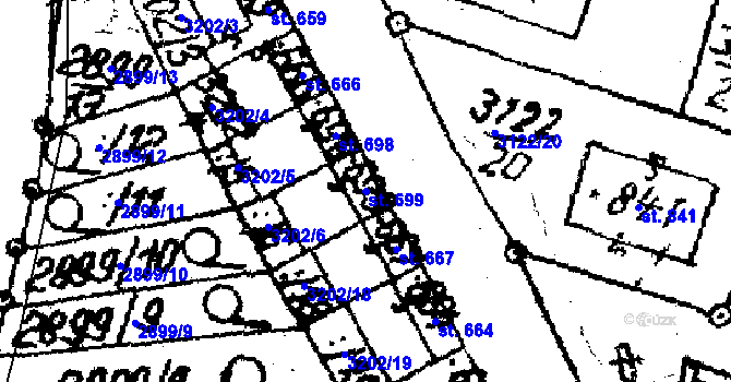 Parcela st. 699 v KÚ Jaroměřice nad Rokytnou, Katastrální mapa