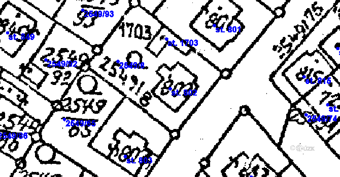 Parcela st. 802 v KÚ Jaroměřice nad Rokytnou, Katastrální mapa