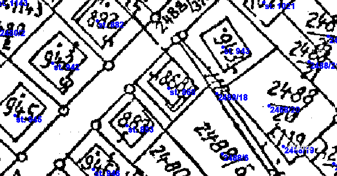 Parcela st. 868 v KÚ Jaroměřice nad Rokytnou, Katastrální mapa