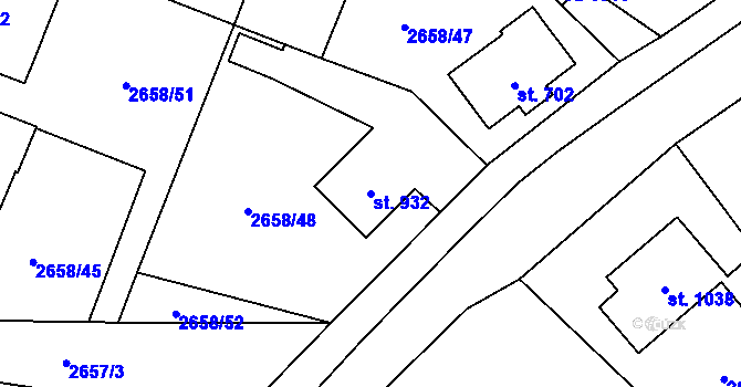 Parcela st. 932 v KÚ Jaroměřice nad Rokytnou, Katastrální mapa