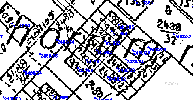 Parcela st. 992 v KÚ Jaroměřice nad Rokytnou, Katastrální mapa