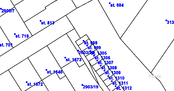 Parcela st. 999 v KÚ Jaroměřice nad Rokytnou, Katastrální mapa
