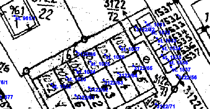 Parcela st. 1026 v KÚ Jaroměřice nad Rokytnou, Katastrální mapa