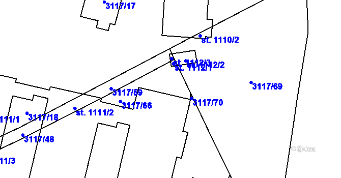 Parcela st. 1112 v KÚ Jaroměřice nad Rokytnou, Katastrální mapa