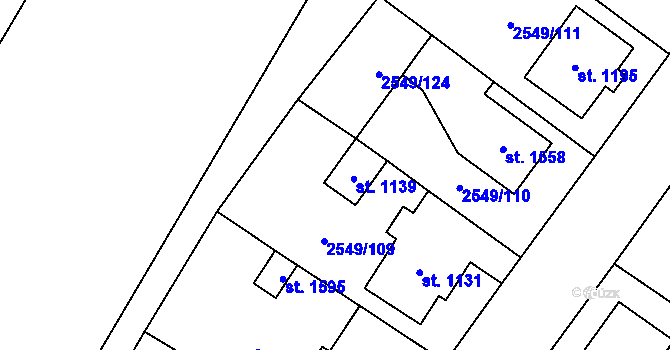 Parcela st. 1139 v KÚ Jaroměřice nad Rokytnou, Katastrální mapa