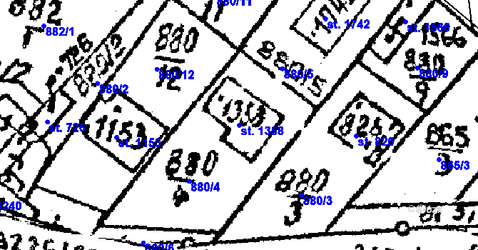 Parcela st. 1358 v KÚ Jaroměřice nad Rokytnou, Katastrální mapa
