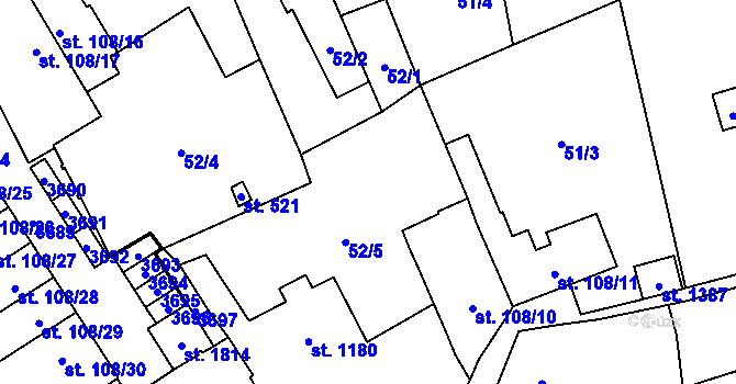 Parcela st. 52/3 v KÚ Jaroměřice nad Rokytnou, Katastrální mapa
