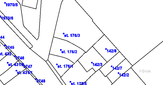 Parcela st. 142/5 v KÚ Jaroměřice nad Rokytnou, Katastrální mapa
