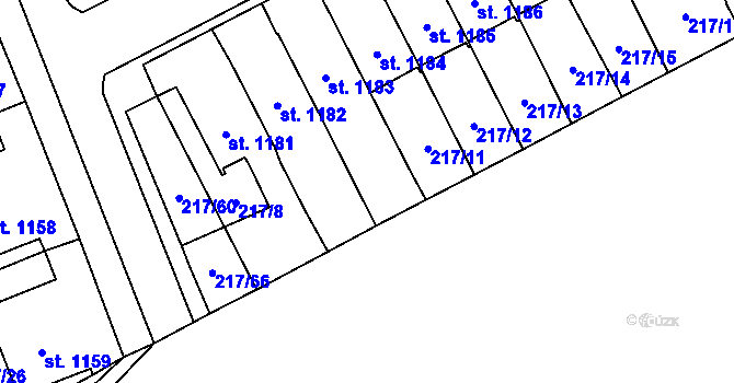 Parcela st. 217/10 v KÚ Jaroměřice nad Rokytnou, Katastrální mapa