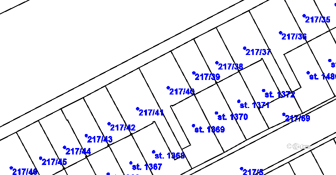 Parcela st. 217/40 v KÚ Jaroměřice nad Rokytnou, Katastrální mapa