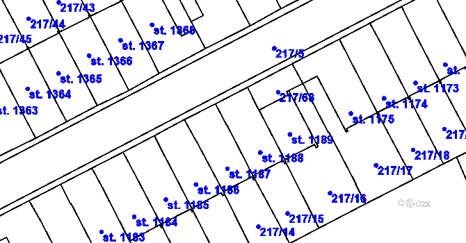 Parcela st. 217/53 v KÚ Jaroměřice nad Rokytnou, Katastrální mapa