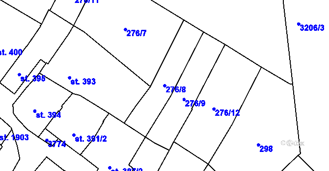 Parcela st. 276/8 v KÚ Jaroměřice nad Rokytnou, Katastrální mapa