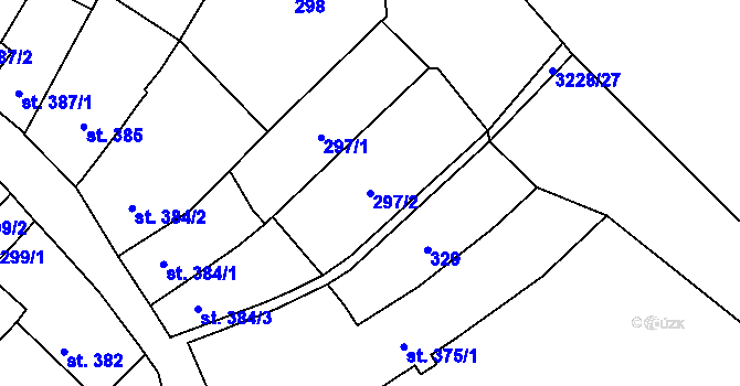 Parcela st. 297/2 v KÚ Jaroměřice nad Rokytnou, Katastrální mapa