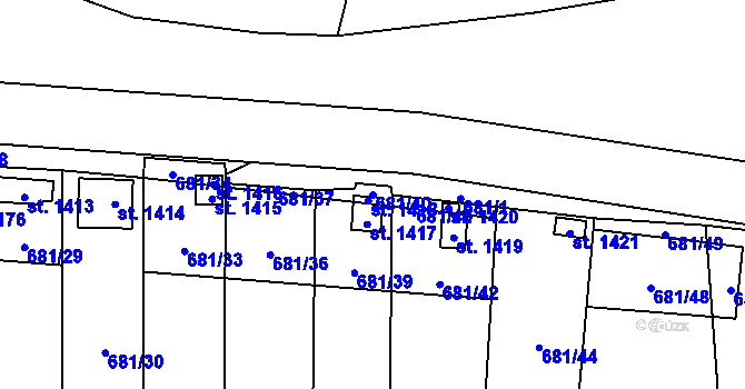 Parcela st. 681/40 v KÚ Jaroměřice nad Rokytnou, Katastrální mapa