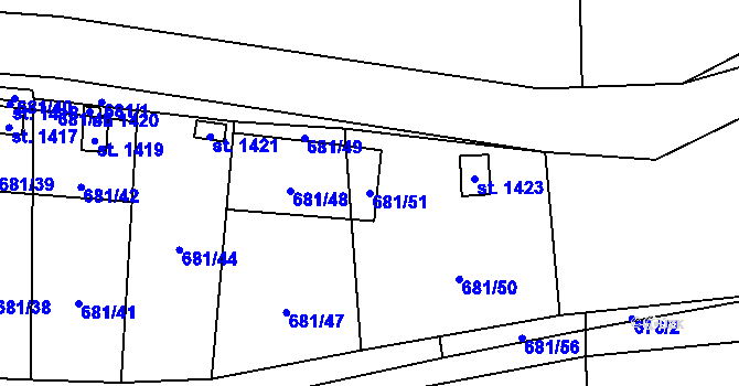 Parcela st. 681/51 v KÚ Jaroměřice nad Rokytnou, Katastrální mapa