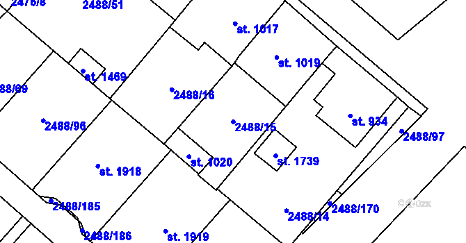 Parcela st. 2488/15 v KÚ Jaroměřice nad Rokytnou, Katastrální mapa